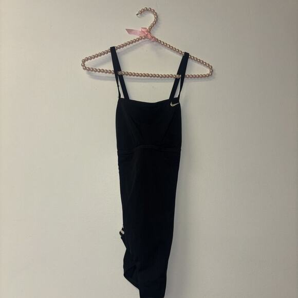 Nike Swimsuit Women's Medium Black Laser Stripe Crossback One Piece - Picture 1 of 7